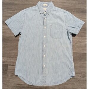 J. Crew Men's Light Blue Chambray Classic Fit Short Sleeve Shirt Size Small